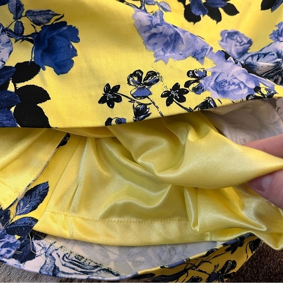 ADRIANNA PAPPEL Yellow Blue Floral Midi Cocktail Dress Size 8‎ - Picture 4 of 9
